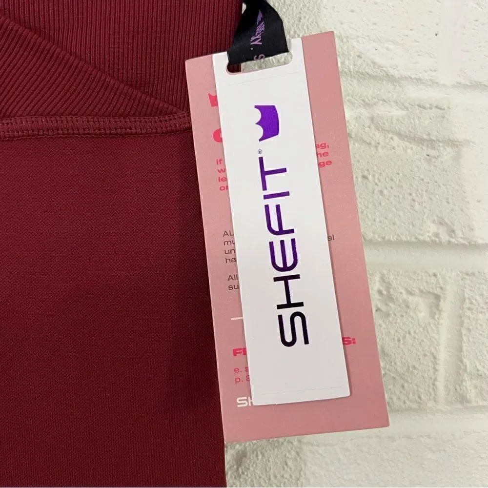 NWT Shefit Black Cherry Crossover Seamless Mesh Leggings Size Medium - Picture 8 of 11
